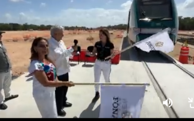 Llegó el primer vagón del Tren Maya a Cancún.
