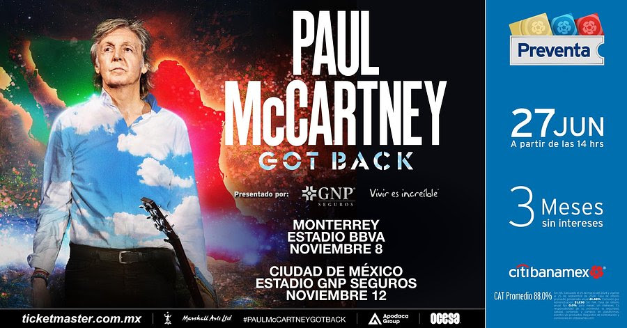 Paul McCartney anuncia su regreso a México con gira Got Back Tour