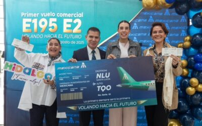 Inauguran primer vuelo de aeronave EMBRAER E-195 desde el AIFA hacia Tulum