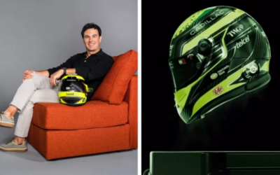 Checo Pérez presenta el casco que utilizará en Cadillac