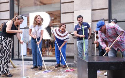 Impulsa Brugada Tequios de limpieza en Centro Histórico para su recuperación