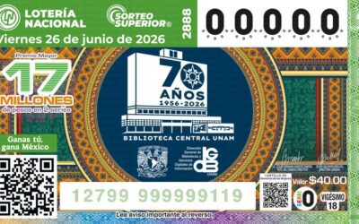 Lotería Nacional y UNAM conmemoran con «cachito» Aniversario de Biblioteca Central