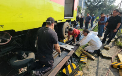 Se descarrila vagón de Metro en taller de prueba en Ticomán