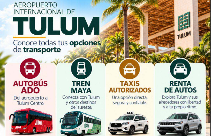 Sectur destaca opciones de movilidad para visitantes desde aeropuerto de Tulum