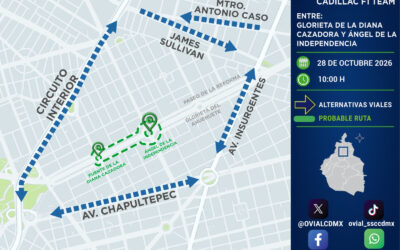 Listo dispositivo de seguridad por Show Run de Cadillac F1 y Checo Pérez en Reforma